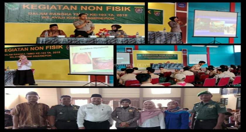 Pembekalan Materi Tentang Bahaya Narkoba Dan Pencegahan Penyakit Menular Bagi Siswa SMK, Dalam Rangka Kegiatan Non Fisik Tni Manunggal Membangun Desa (TMMD) Ke-103 Tahun 2018 Di Wilayah Kodim 0508 Kot